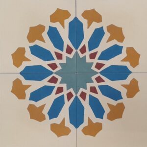 Carreau Ciment Écru+Ocre+Bleu+Rouge+Vert motif Mosaïque
20x20 cm - ép. 16 mm