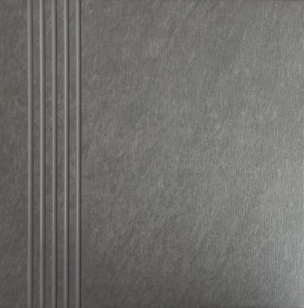 Grès Cérame Gris effet Pierre 
Nez de Marche 30x30 cm - ép. 7,6 mm