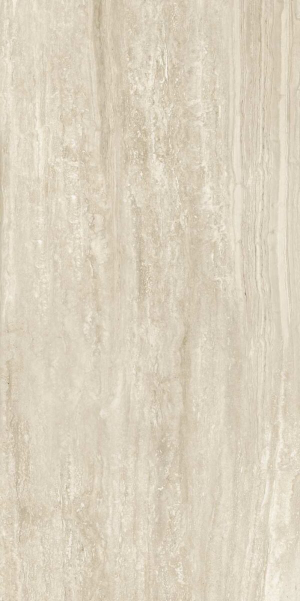 Grès cérame poli Beige imitation travertin
58x116 cm - ép. 9,5 mm