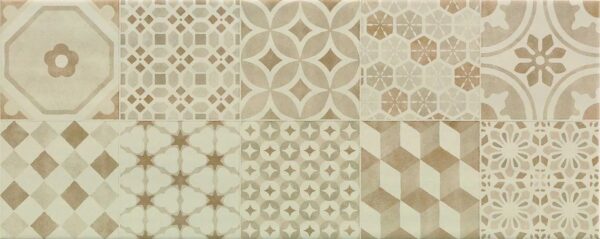 Faïence Caramel Décor imitation carreau ciment
20x50 cm - ép. 8,5 mm