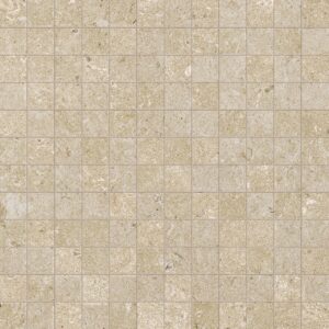 Mosaïque 2,5x2,5 Faïence Grège Effet travertin 
Trame filet 30x30 cm - ép. 10 mm