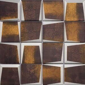 Mosaïque 4,8x4,8 cm Bronze en Verre 
Trame filet 29,8x29,8 cm - ép. 8 mm