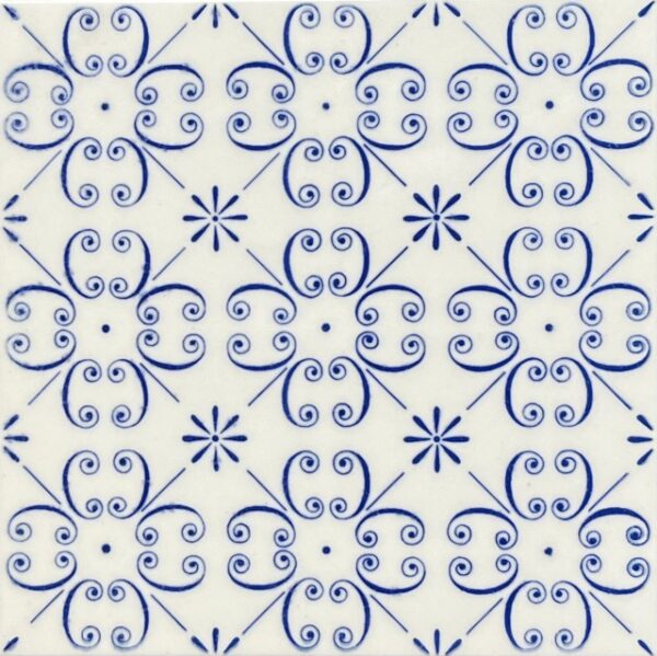 Faïence Blanc, Bleu à Motif Étoile
15x15 cm - ép. 6 mm