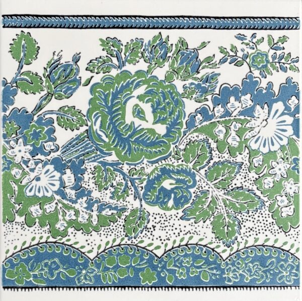 Faïence Blanc, Bleu, Vert à Motif Fleur
20x20 cm - ép. 8,5 mm