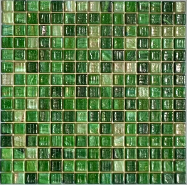 Mosaïque 2x2 Pâte de verre Verte 
Trame papier 30x30 cm - ép. 4 mm